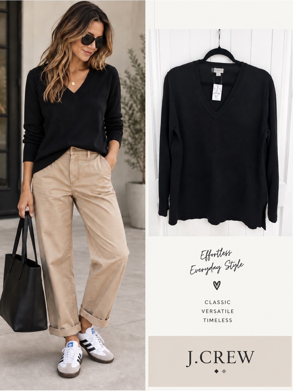 J. Crew NWT Black V-Neck Sweater